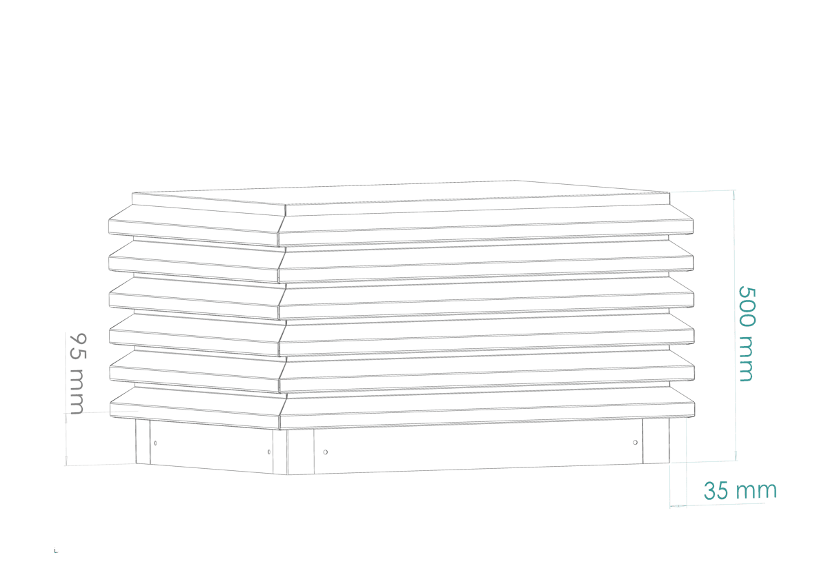 Alçat acotat del VENTUM®: 500 mm d'alçada total i sòcol inferior de 95 mm